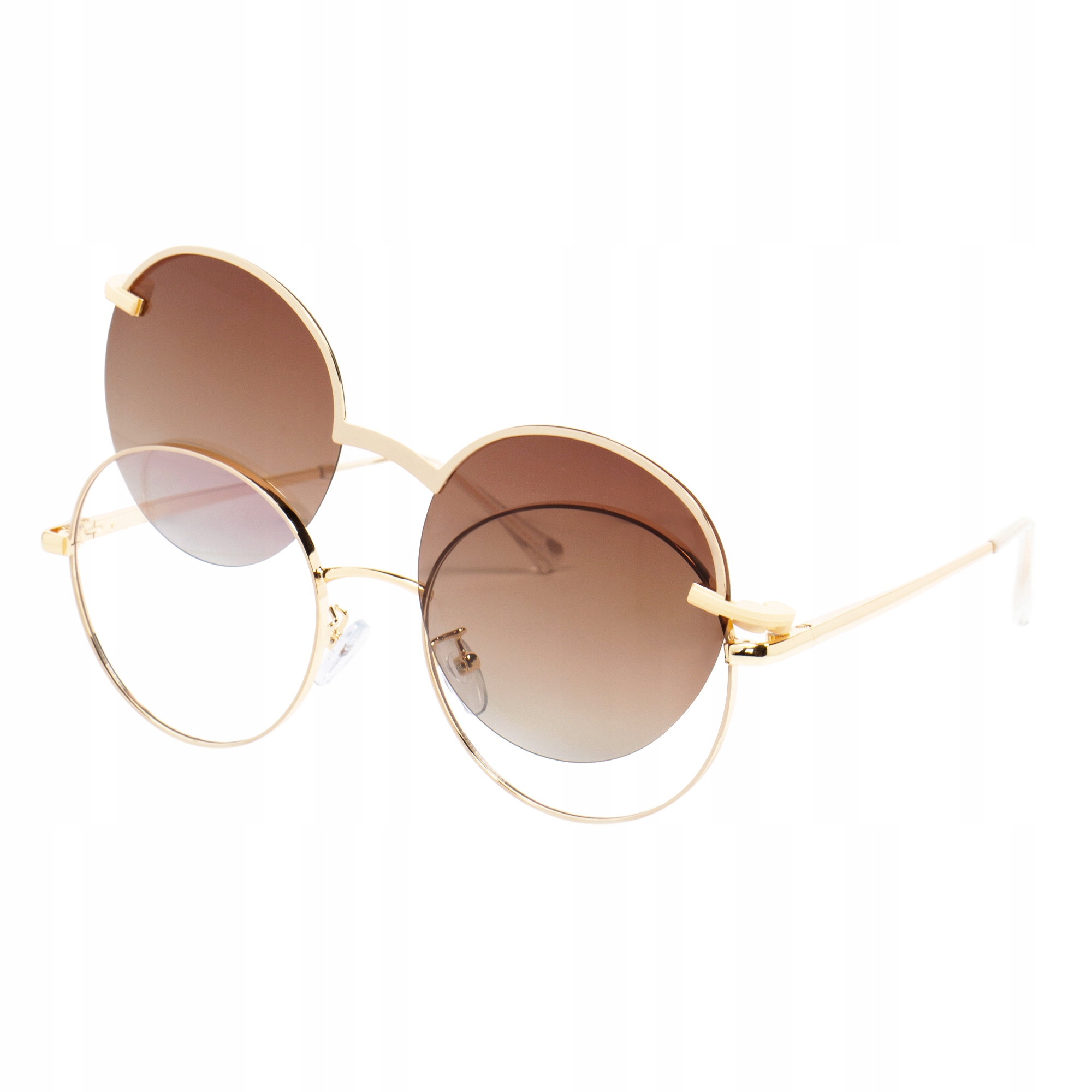 OKULARY OKRĄGŁE ZERÓWKI NAKŁADKA PRZECIWSŁONECZNA Szerokość mostka 18 mm