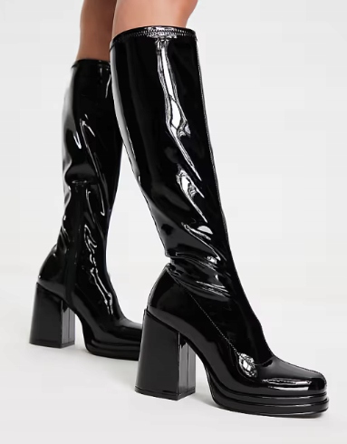 Steve Madden object knee boot in black patent vel.41