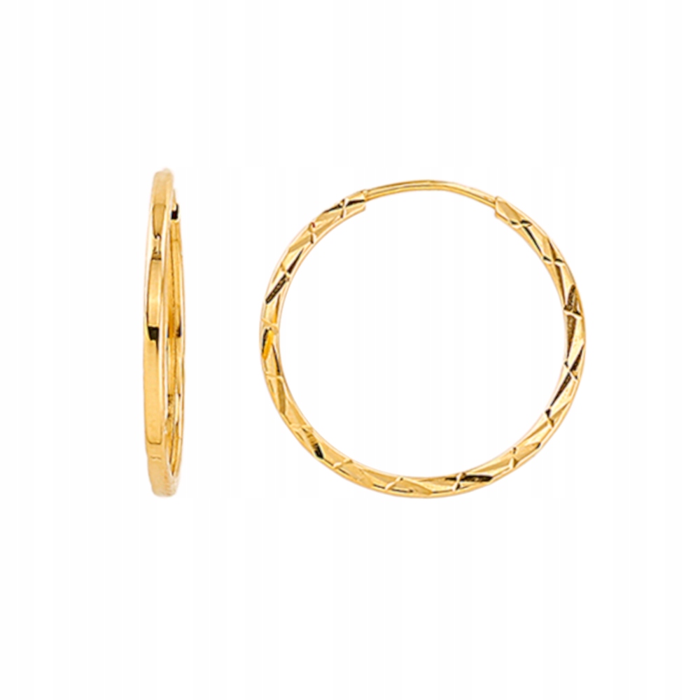 

Kolczyki złote kółka diamentowane kanciaste małe