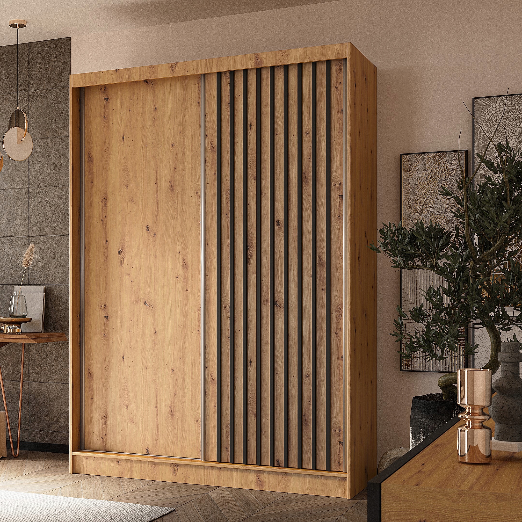 Skříň 150 cm Posuvná dub artisan