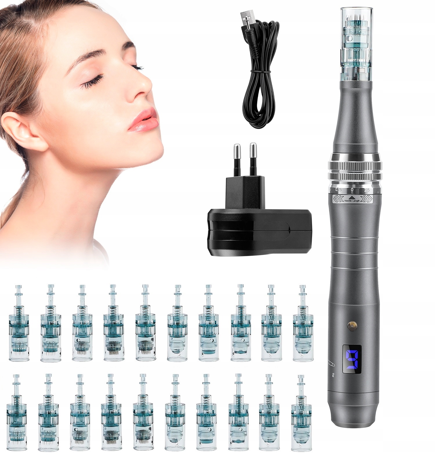 Dr Pen M8-W Bezdrátová dermabraze mikrojehličková mezoterapie 20 kazet