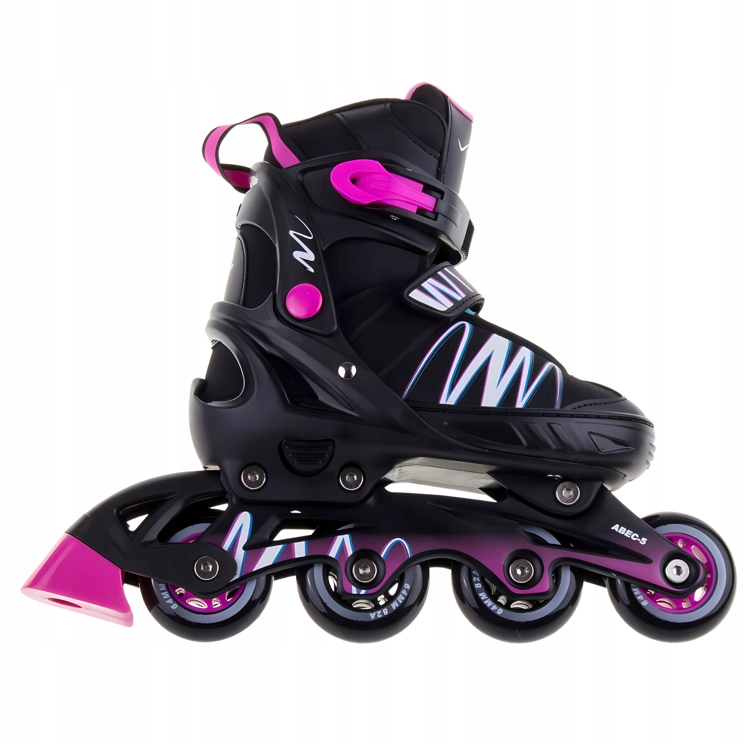 Kolečkové Brusle Rekreační Černo Růžové Nastavitelné Velikost 37-40 Vivo Pinky