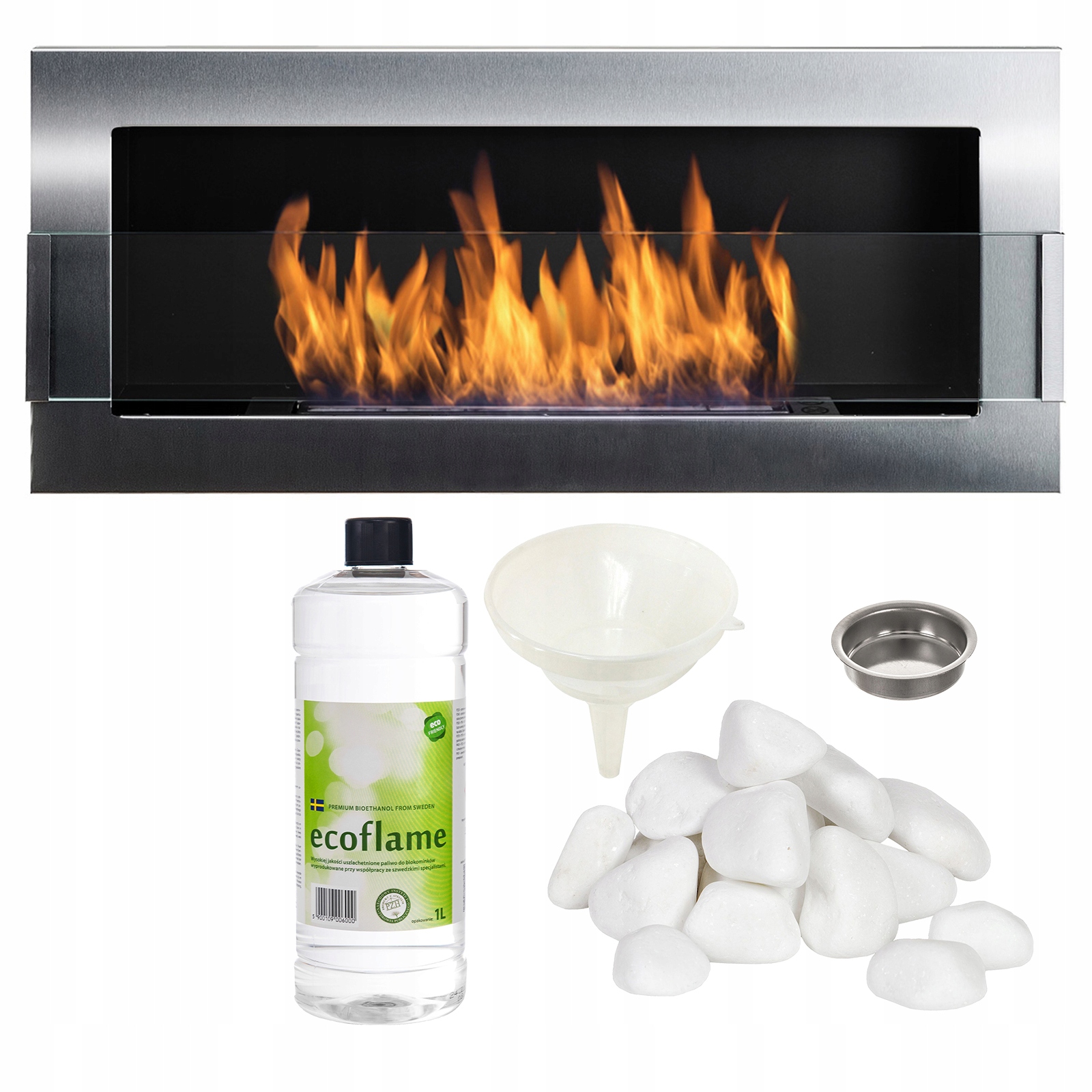 

Biokominek Nice-House 90x40 inox szybą Bezpieczny