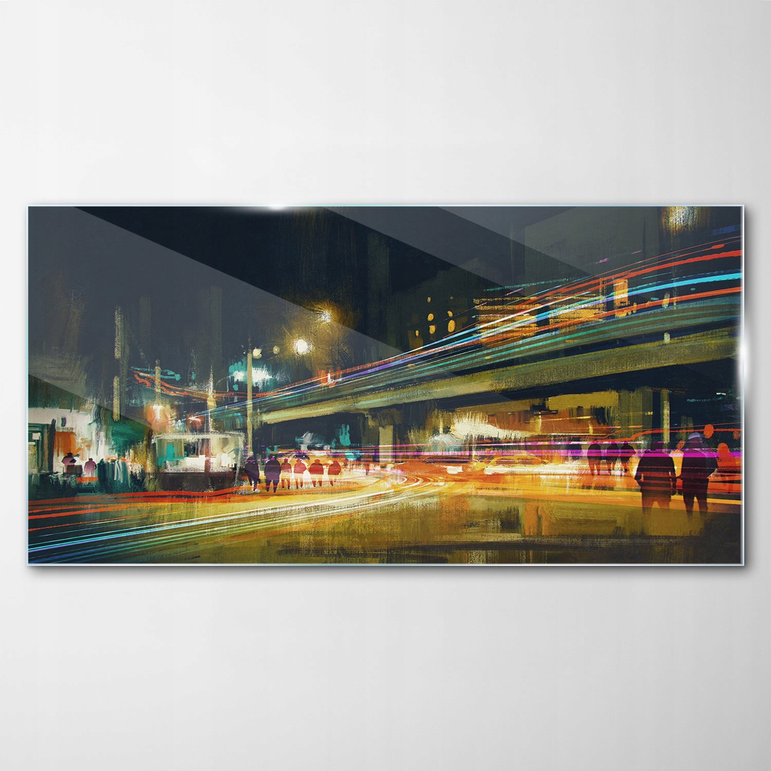 Tvrdený sklenený obraz Mesto Ulica Noc 120x60