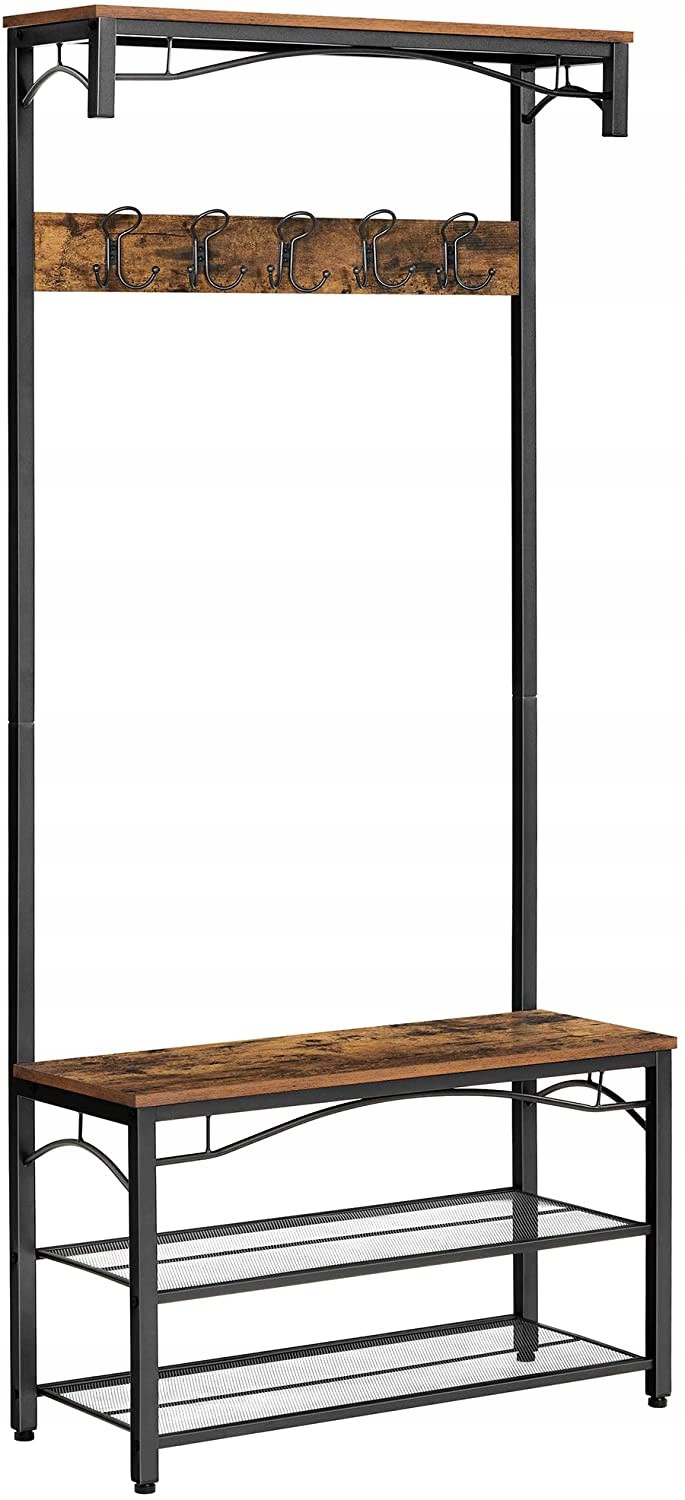 Voľne stojaci veľký vešiak na oblečenie s hornou policou a 2 úrovňami na topánky Loft