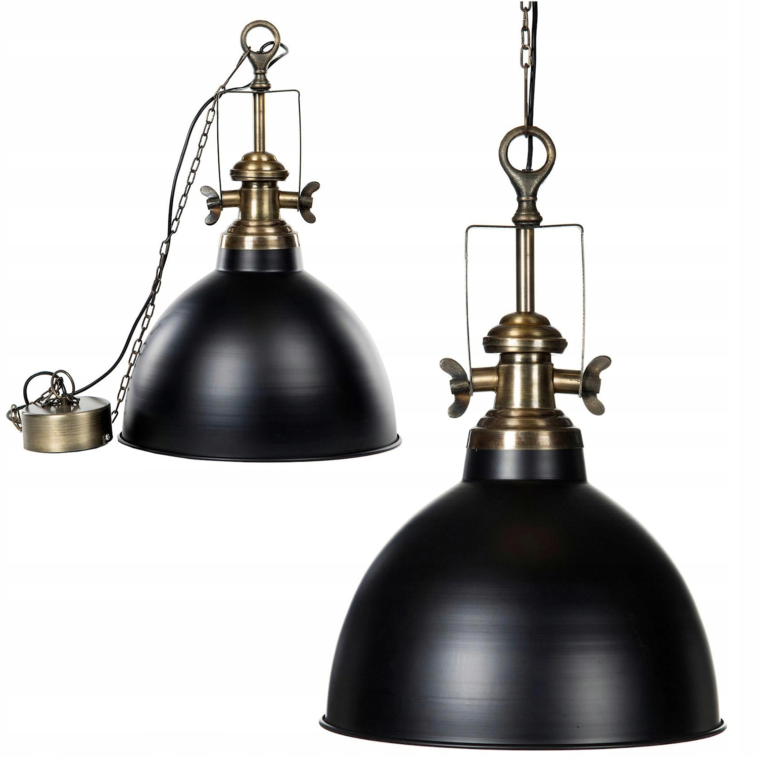 Závěsné Stropní Svítidlo Nad Stůl Loft Velká Kovová Černá Matná 60 CM E27