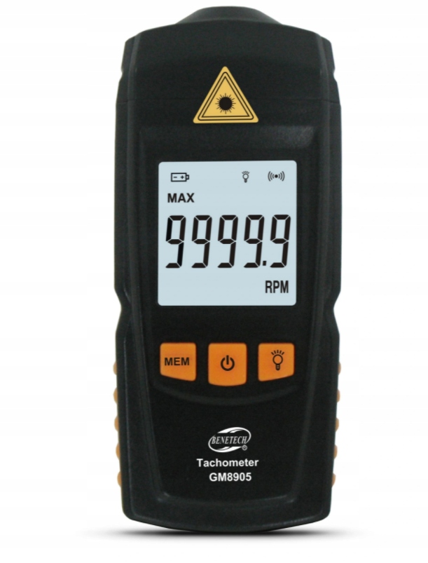 TACHOMETR LASEROWY MIERNIK OBROTÓW OBROTOMIERZ BENETECH 99999 RPM LCD CE Model GM8905