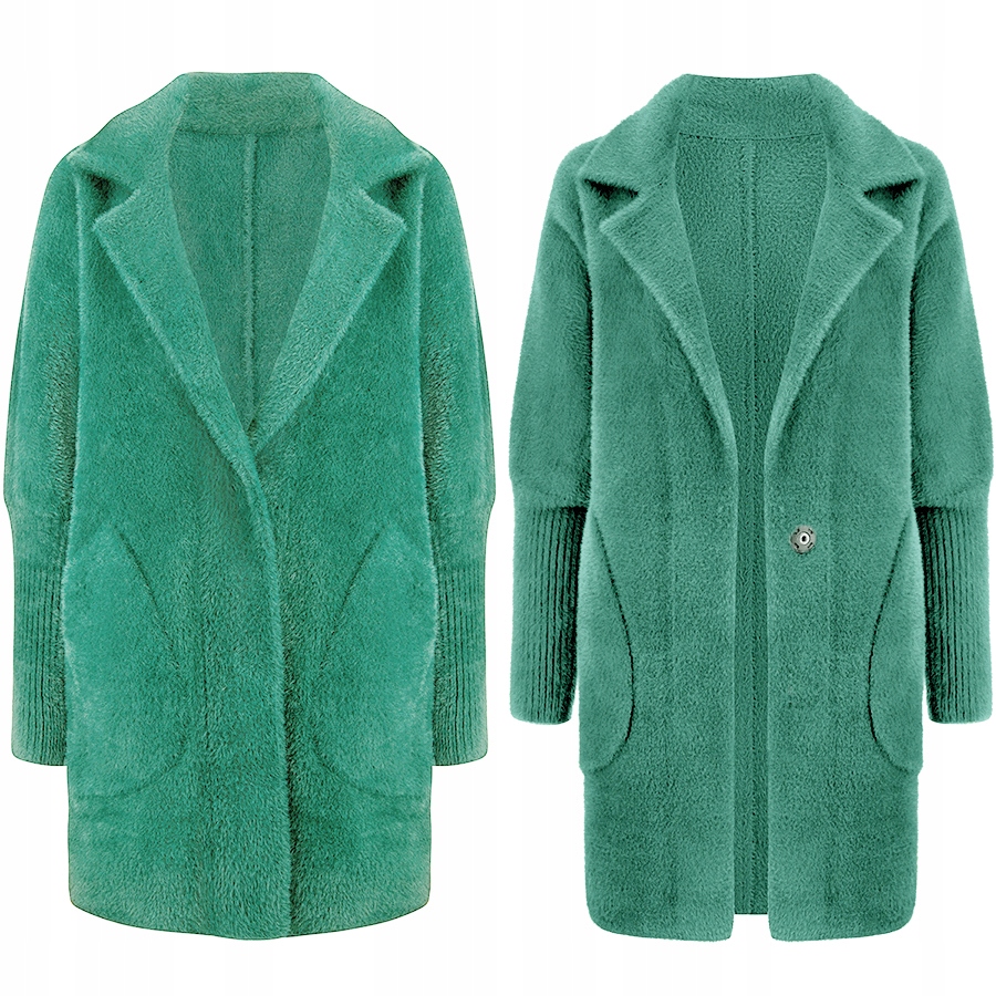 Płaszcz z Alpaki duży rozmiar Wełna Alpaka Zgaszony Zielony