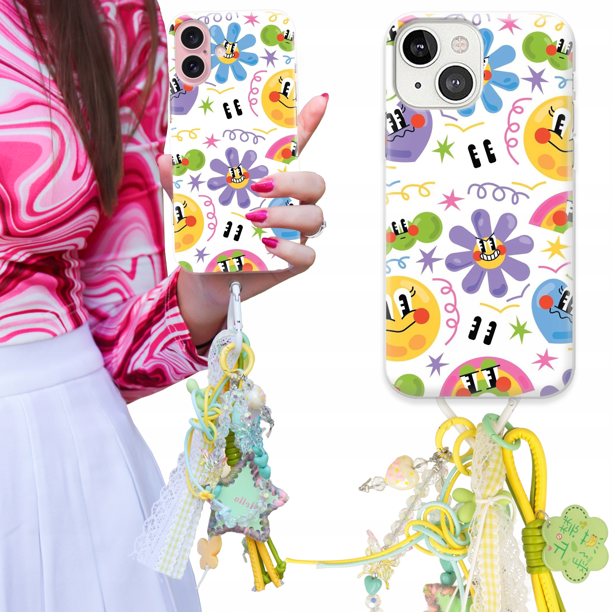 Pouzdro Pro iPhone 16 Přívěsek Na Klíče Kryt , Zeleň Hvězda, Jetel Ochrana Styl