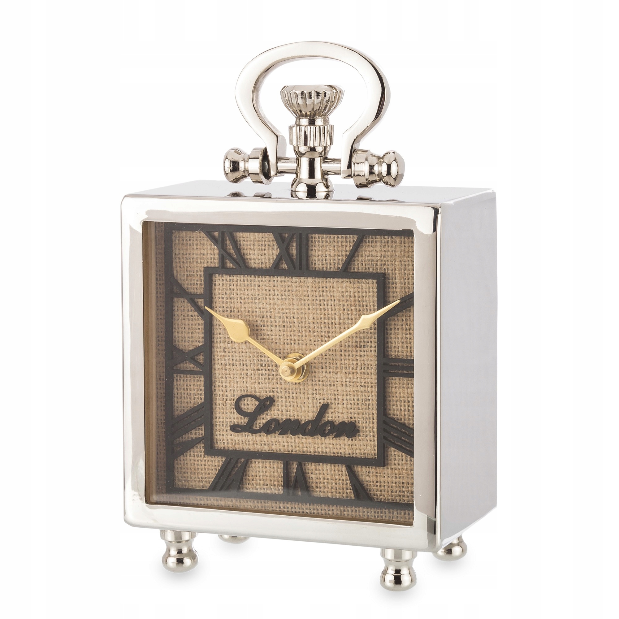 Stojaci kovový strieborný retro hodinový strojček dekorácia