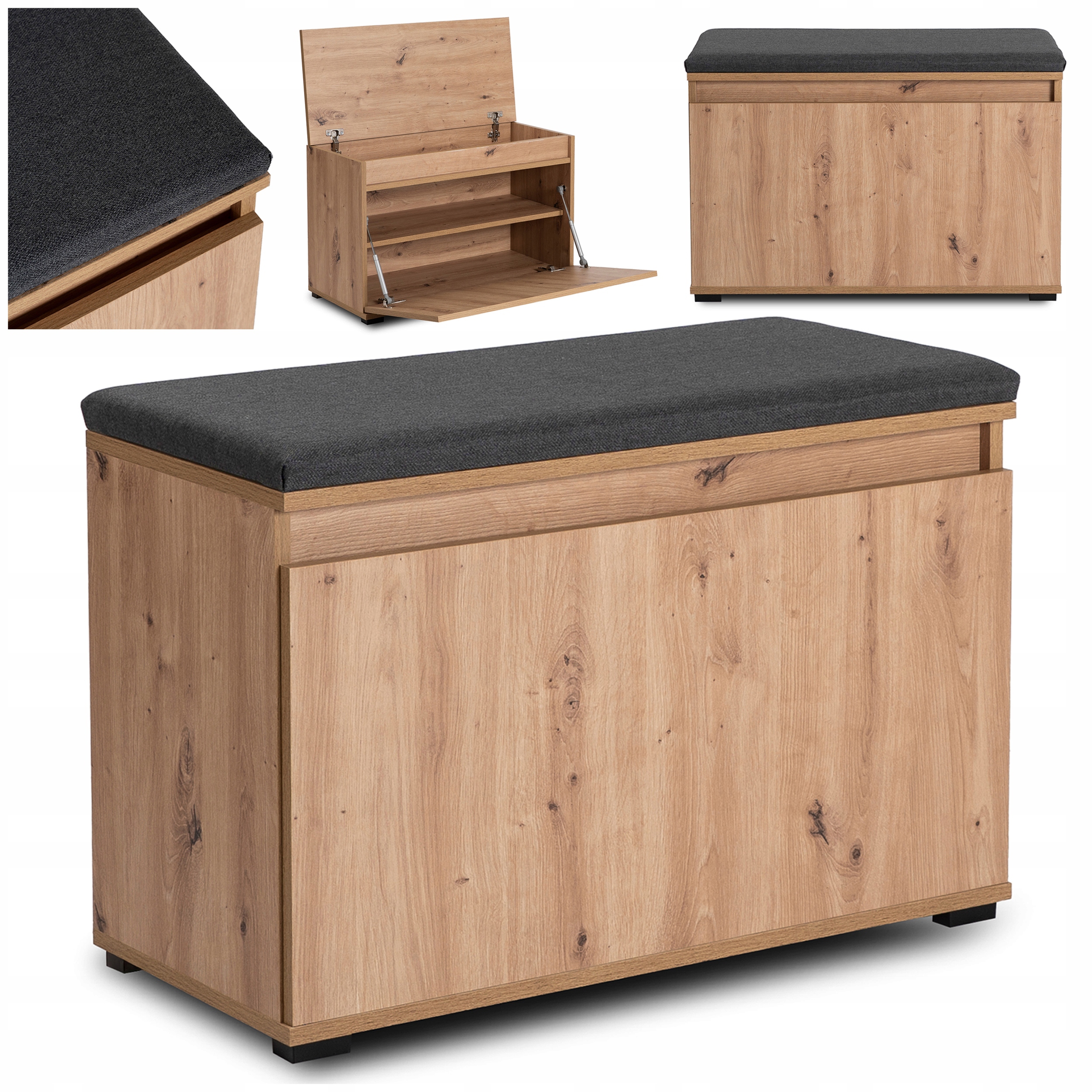 Botník s sedákem Lavička do předsíně Dub Artisan Prato 80 cm