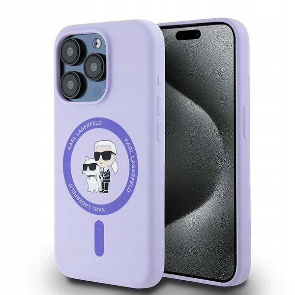 Pouzdro Karl Lagerfeld Silicone Karl&Choupette Heads Ring MagSafe pro iPhone 15