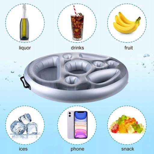 NADMUCHIWANY STOLIK TACA PŁYWAJĄCA DO JACUZZI BASENU Z 8 OTWORAMI Waga produktu z opakowaniem jednostkowym 0.2 kg