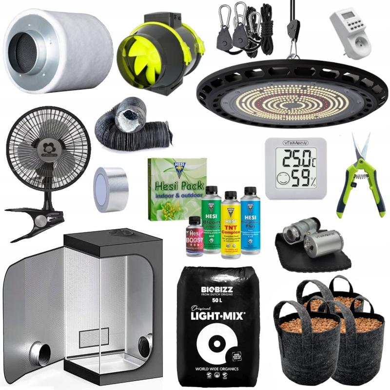 Bogaty Zestaw Growbox Namiot do uprawy roślin, 80x80xh160cm, Plug&play