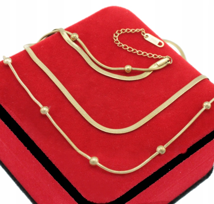 

Naszyjnik Złoty Double Żmijka Kulki Stal 316 L