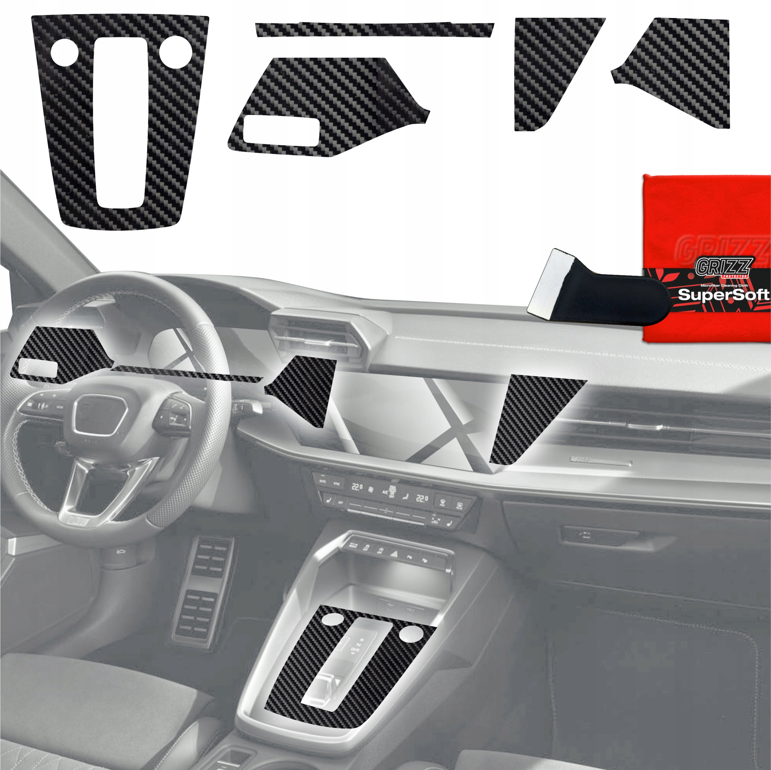 Fólie do interiéru Audi S3 8Y (2020-2025) Grizz 5v1 Karbonová lesklá