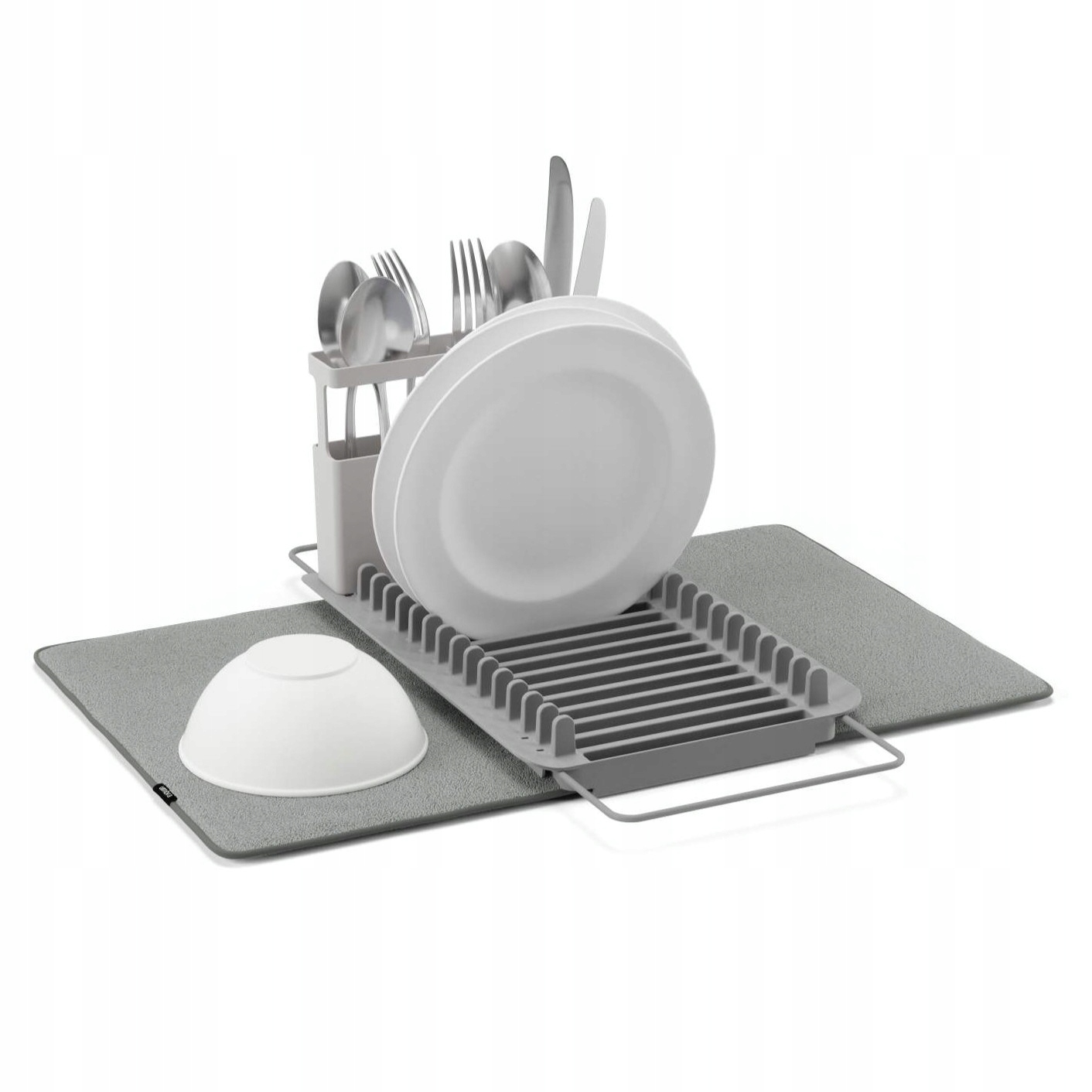 Odkapávač na nádobí šedá s podložkou, odkapávač na dřez do kuchyně Rack & Drying
