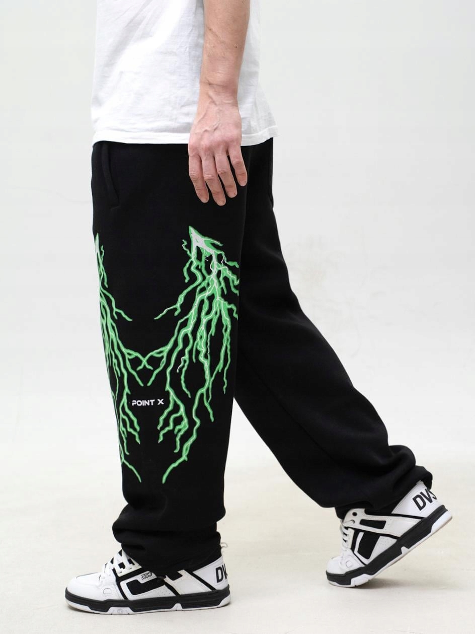 Široké Tepláky Baggy Pánské Černé Fluo Svítící Point X Storm XL