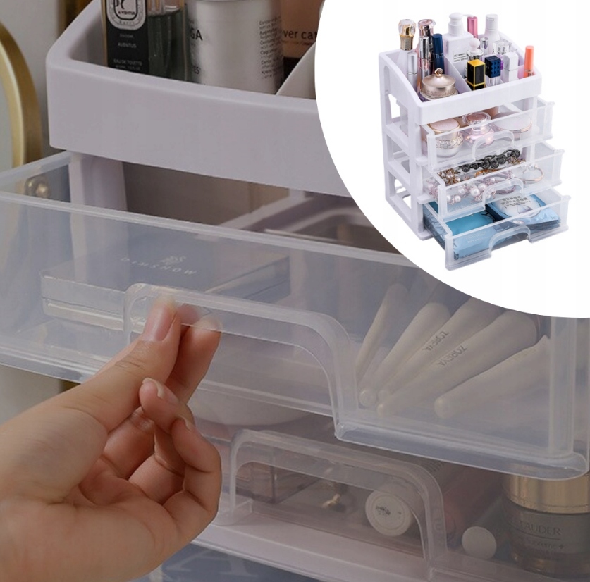 HIT ORGANIZER NA KOSMETYKI SZKATUŁKA XXL BIAŁY Marka inny