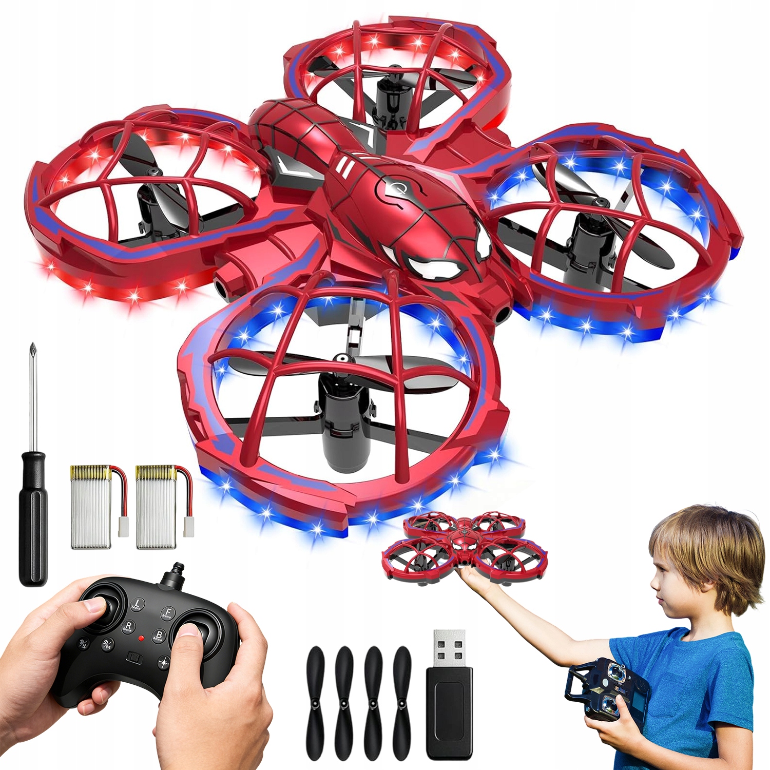 MINI DRON ZDALNIE STEROWANY WYTRZYMAŁY DLA DZIECI FAJNE EFEKTY ŚWIETLNE LED