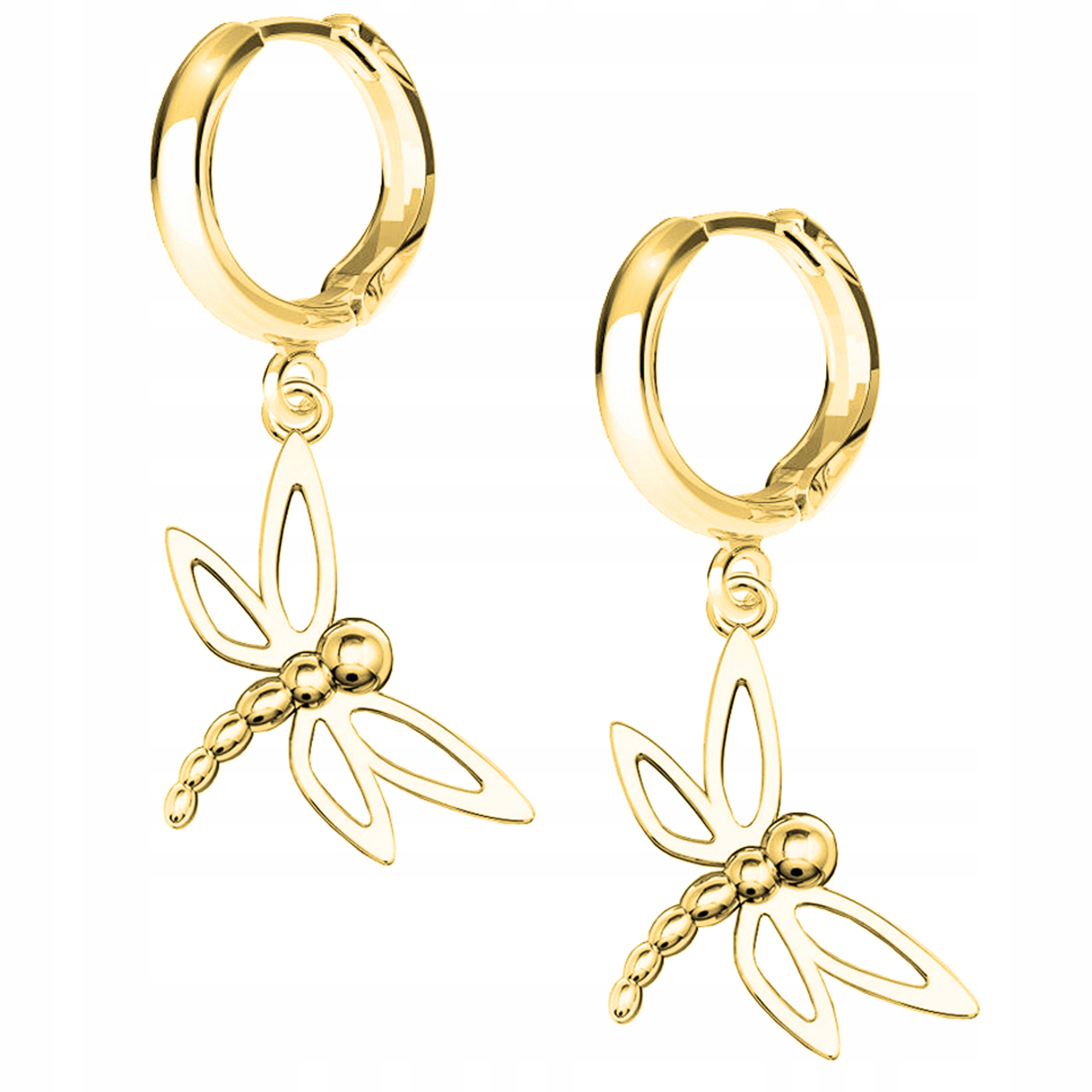 Náušnice zlaté Vážka Hmyz 925