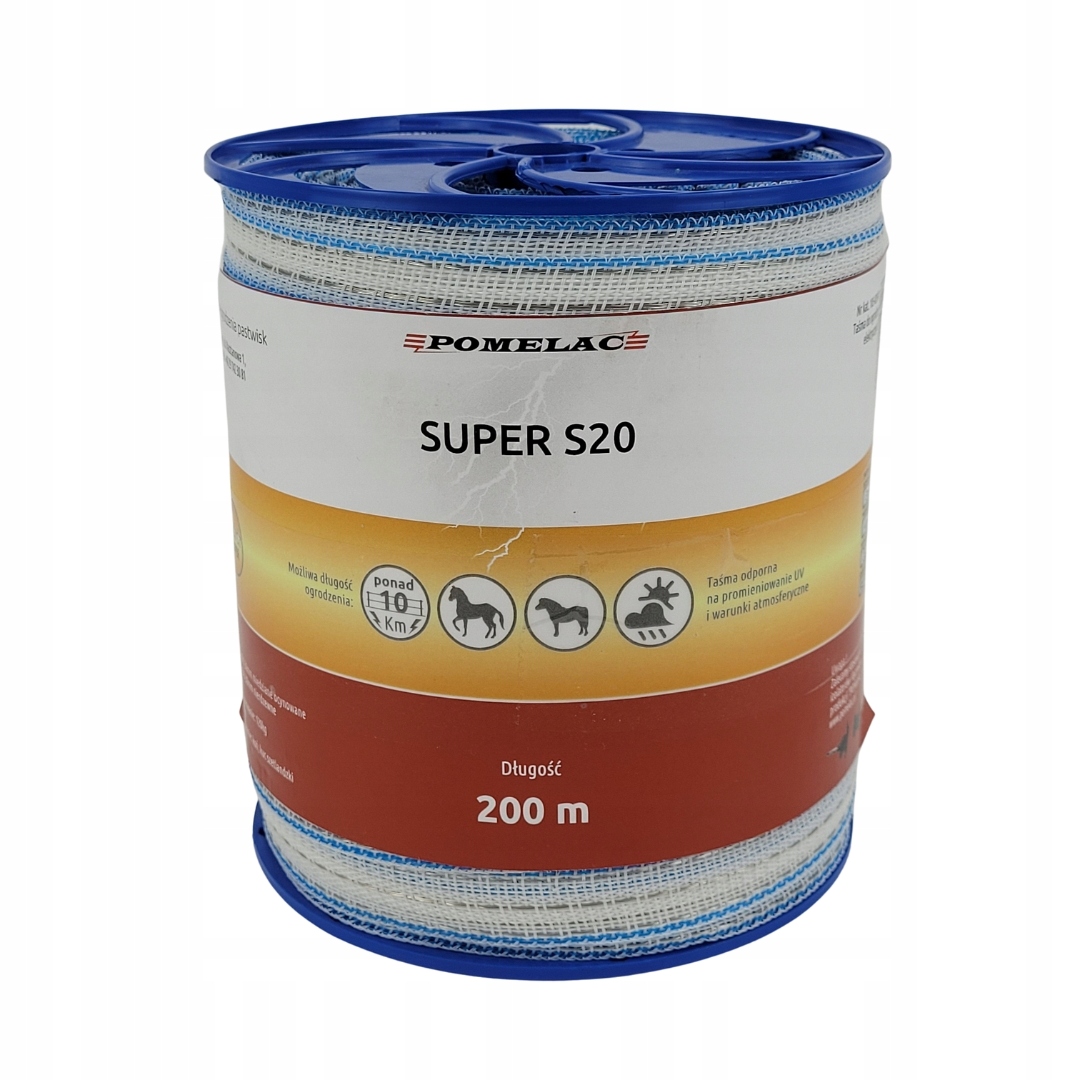 Páska S20 200 m, 20 mm bílo-modrá Pastuch