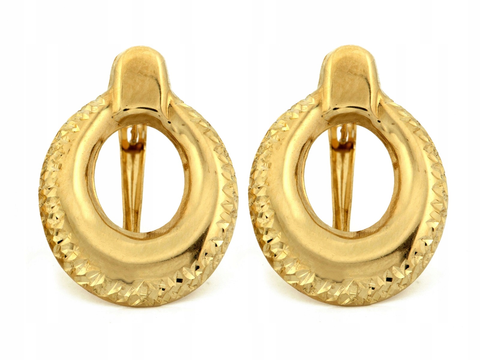 Dámské zlaté náušnice 585 s módním efektním vzorem