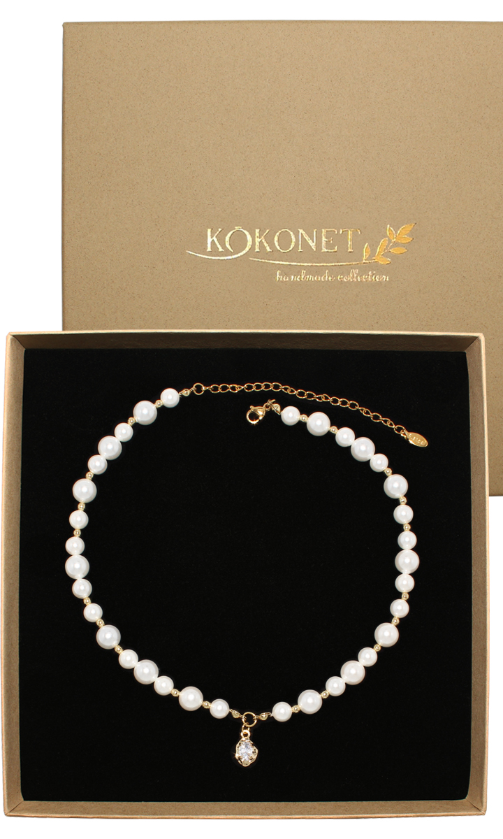 Svatební perlová kolia choker Handmade Zlatý elegantní seashell přívěsek