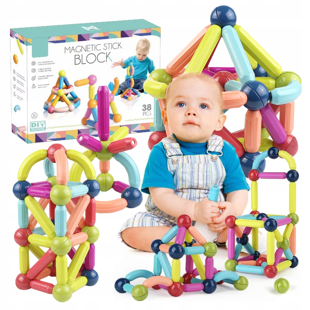 KLOCKI MAGNETYCZNE 3D MAGNETIC STICKS Edukacja