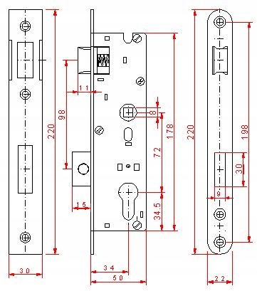 ZAMEK DO FURTKI BRAMKI WPUSZCZANY WĄSKI NA WKŁADKĘ JANIA PRAWY 72/34mm EAN (GTIN) 5908278400568