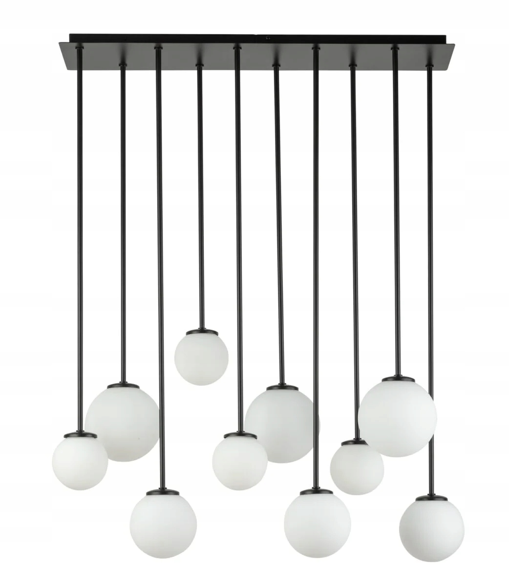 Moderná závesná dekoratívna lampa s 10 bielymi sklenenými guľami 75 cm Sigma