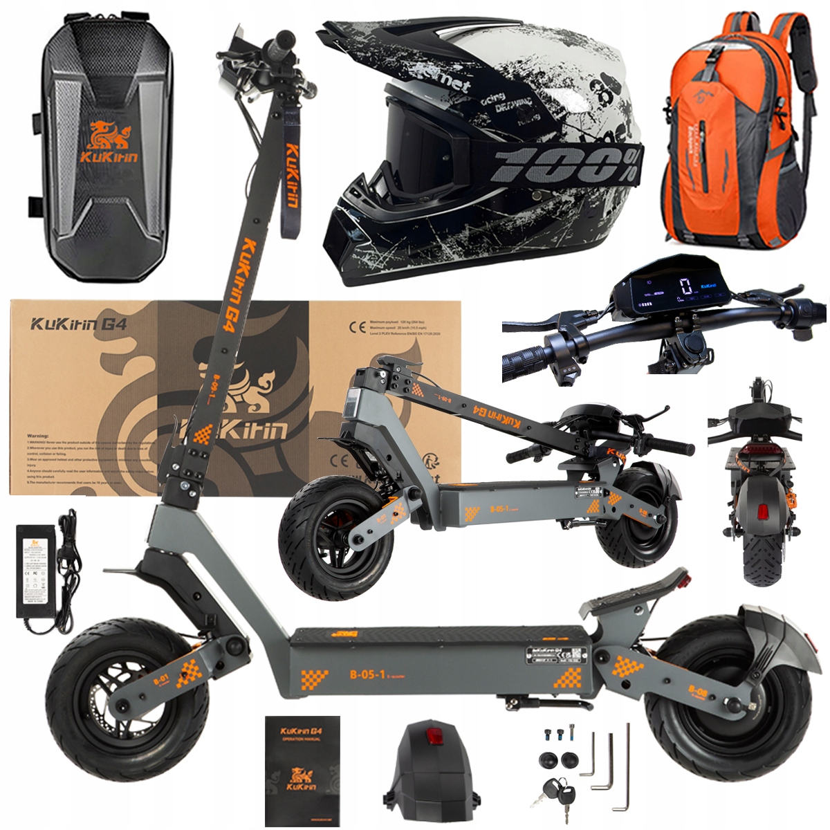 KuKirin G4 Skládací elektrická vozidla 2000W 70KM/H 60V 20Ah 75km Dárek