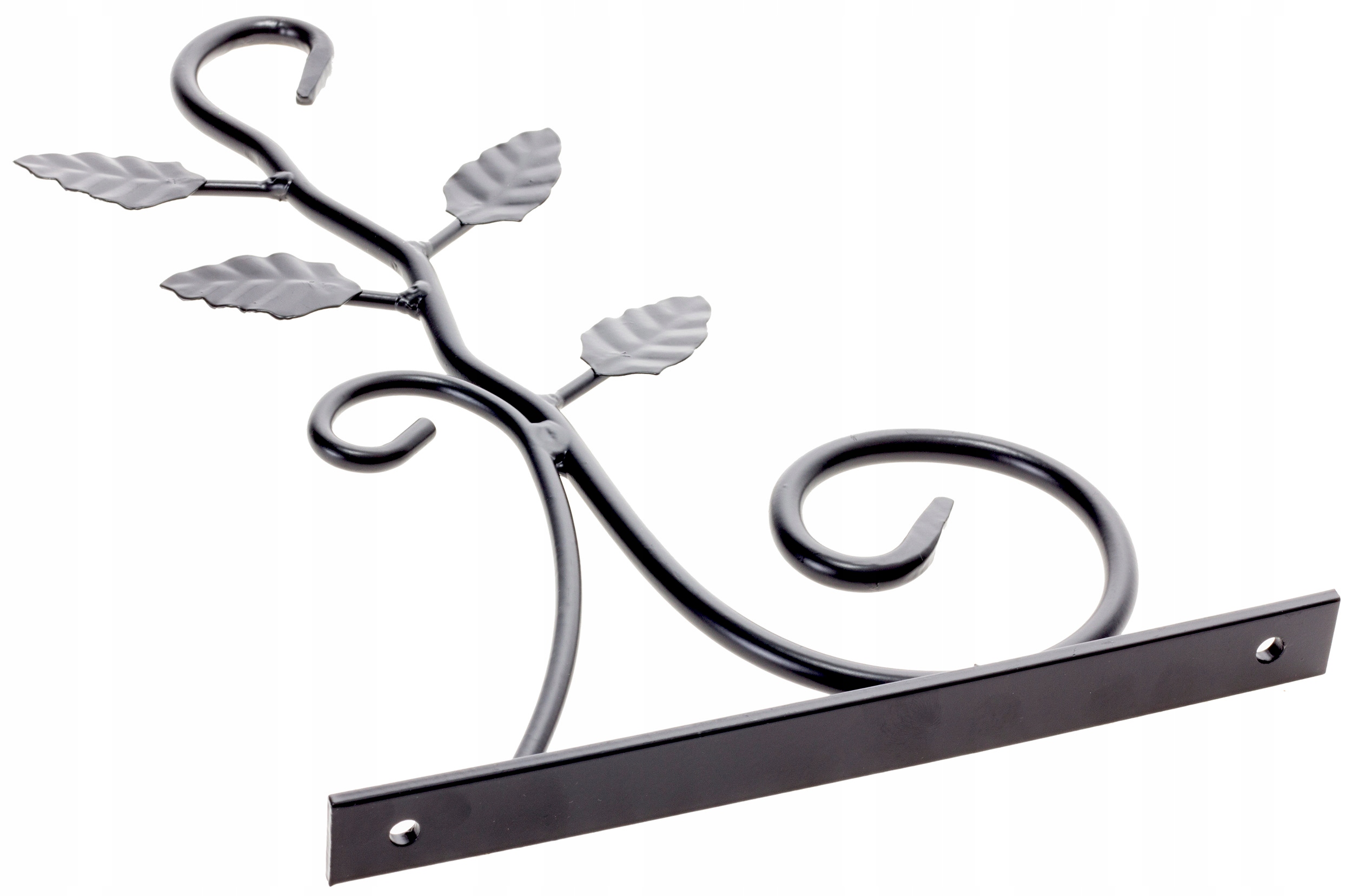 CZARNY DEKORACYJNY UCHWYT KWIETNIKA KUTY WIESZAK NA DONICZKĘ LISTKI STALOWY Kolor czarny