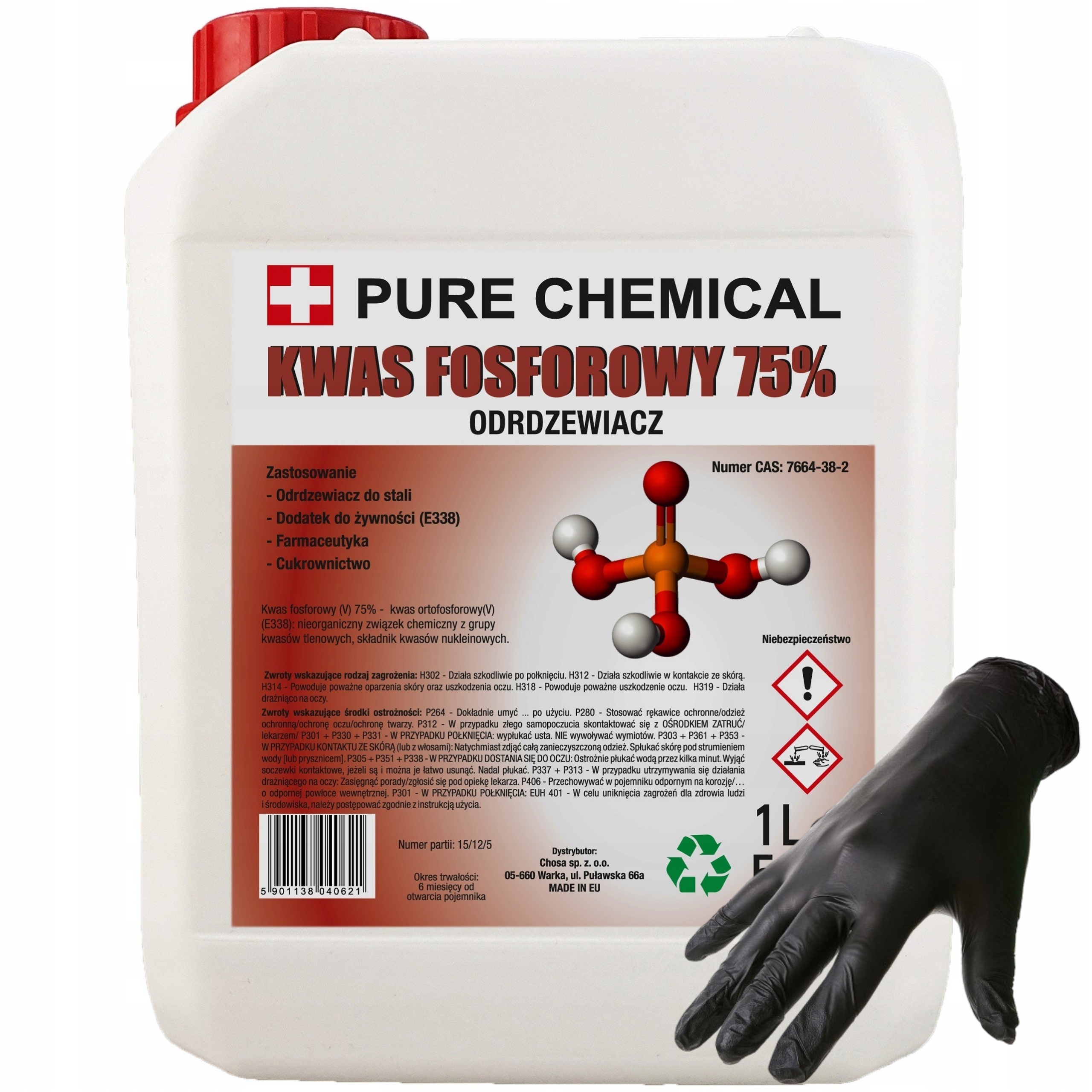 Odrezovač Na Litinu Kyselina Fosforečná 75% 5 L Rukavice