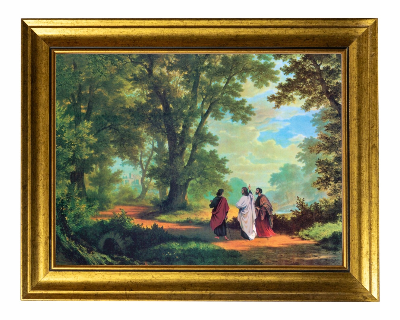 Cesta Do Emauz Náboženský Obraz Ve Zlatém Zdobeném Rámu 30X40