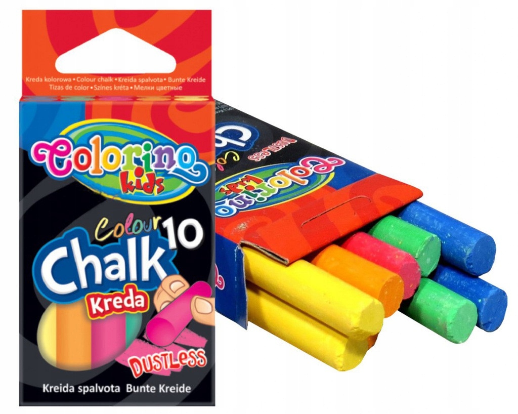 Kolorowa Kreda Do Tablicy Bezpyłowa 10szt. OKAZJA Kolor Wielokolorowy