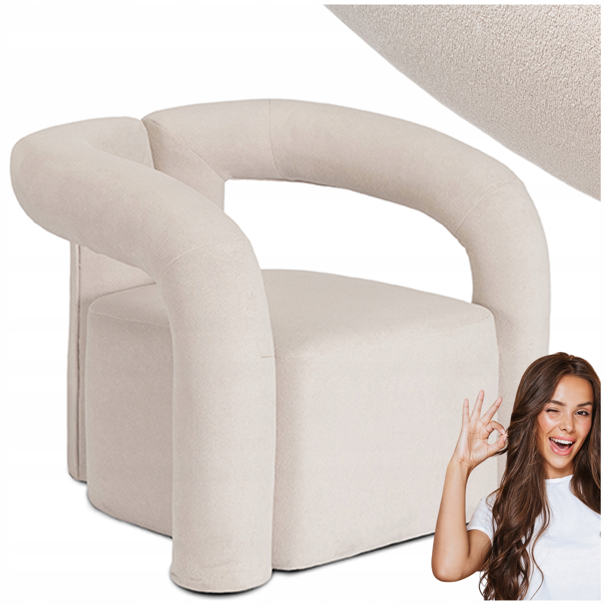 Čalouněné křeslo Krémová Odpočinková Elegantní do obývacího pokoje Brazil