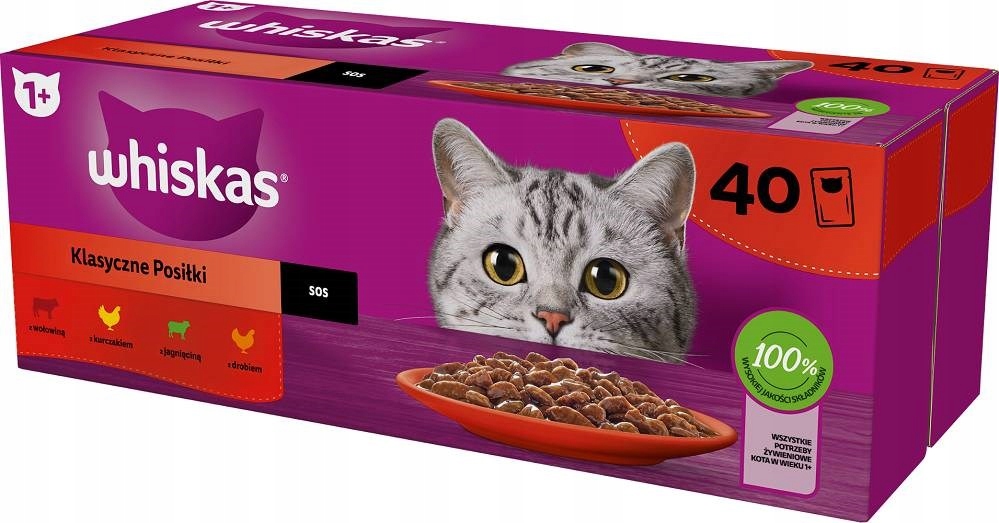 Levně Whiskas Kapsičky drůbež, jehně, hovězí maso pro kočky 40x85 g