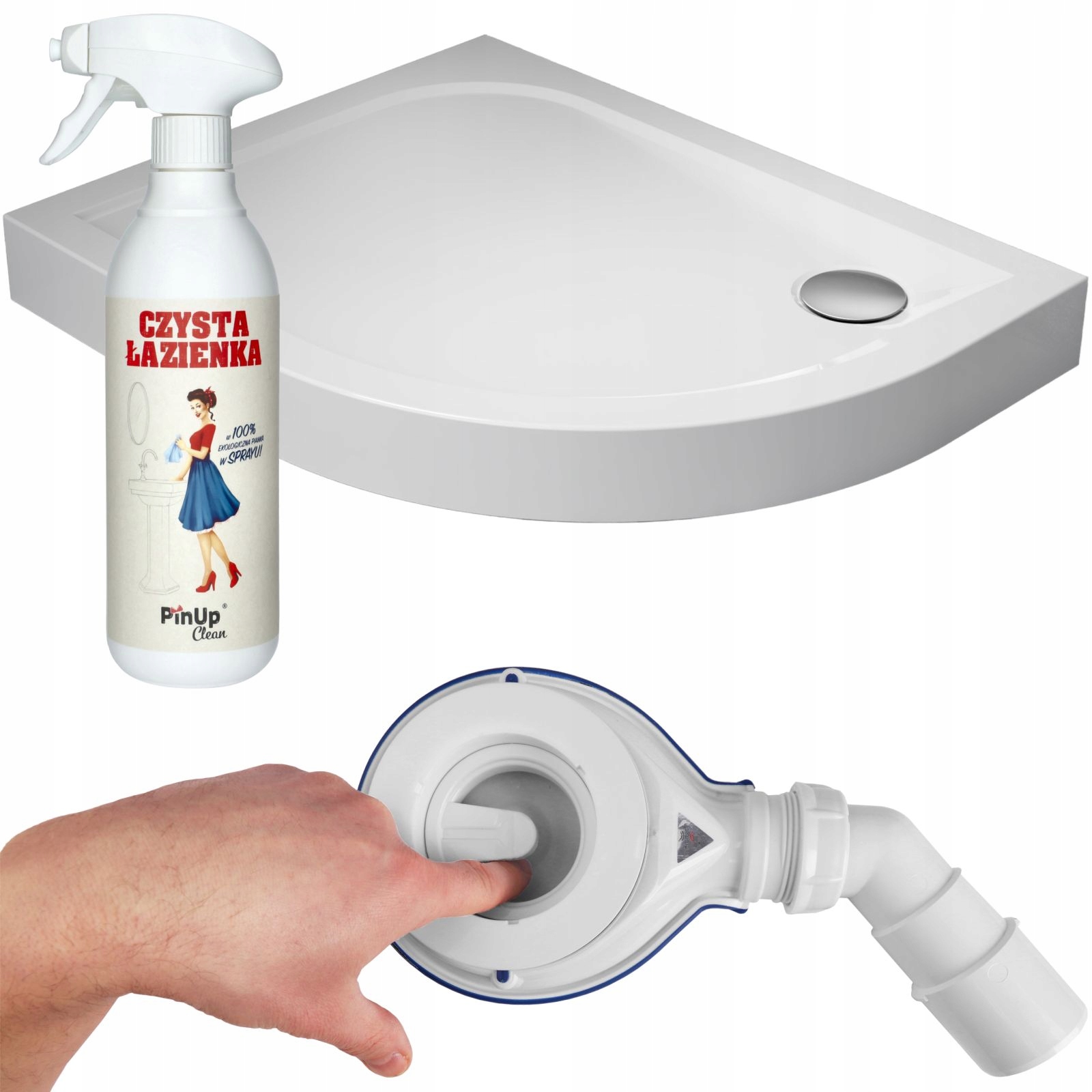 Brodzik antybakteryjny asymetryczny Delos E Compact 100x80 syfon Premium L