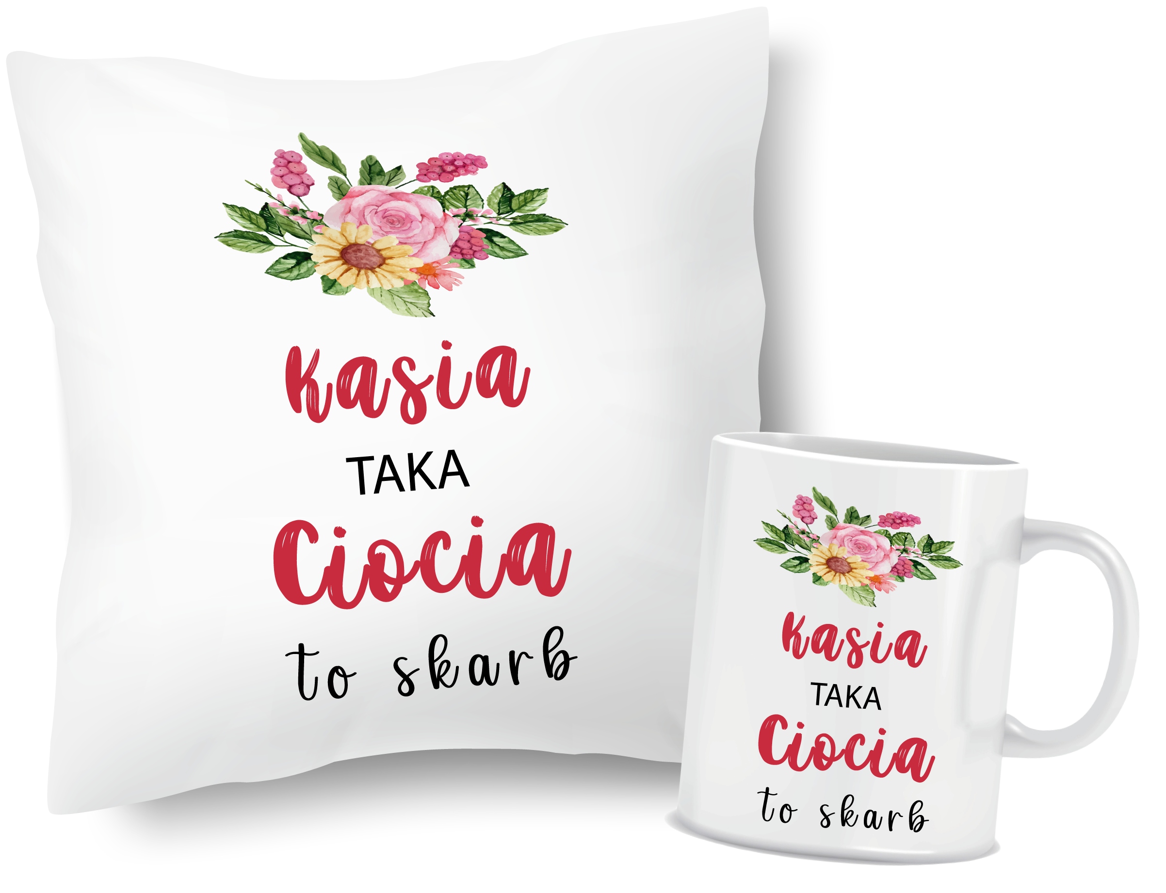 

Zestaw poduszka kubek Ciocia Imię
