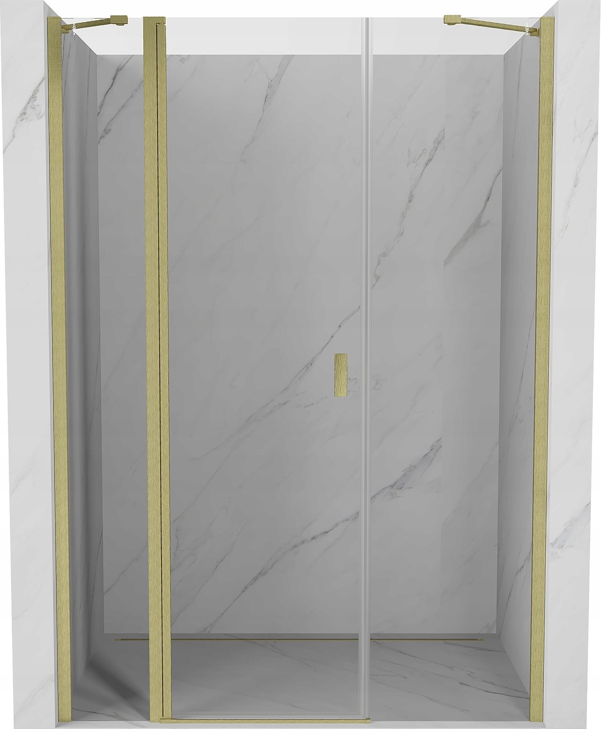 Mexen Mist Drzwi Prysznicowe Uchylne 125 CM Transparent Złote Szczotkowane
