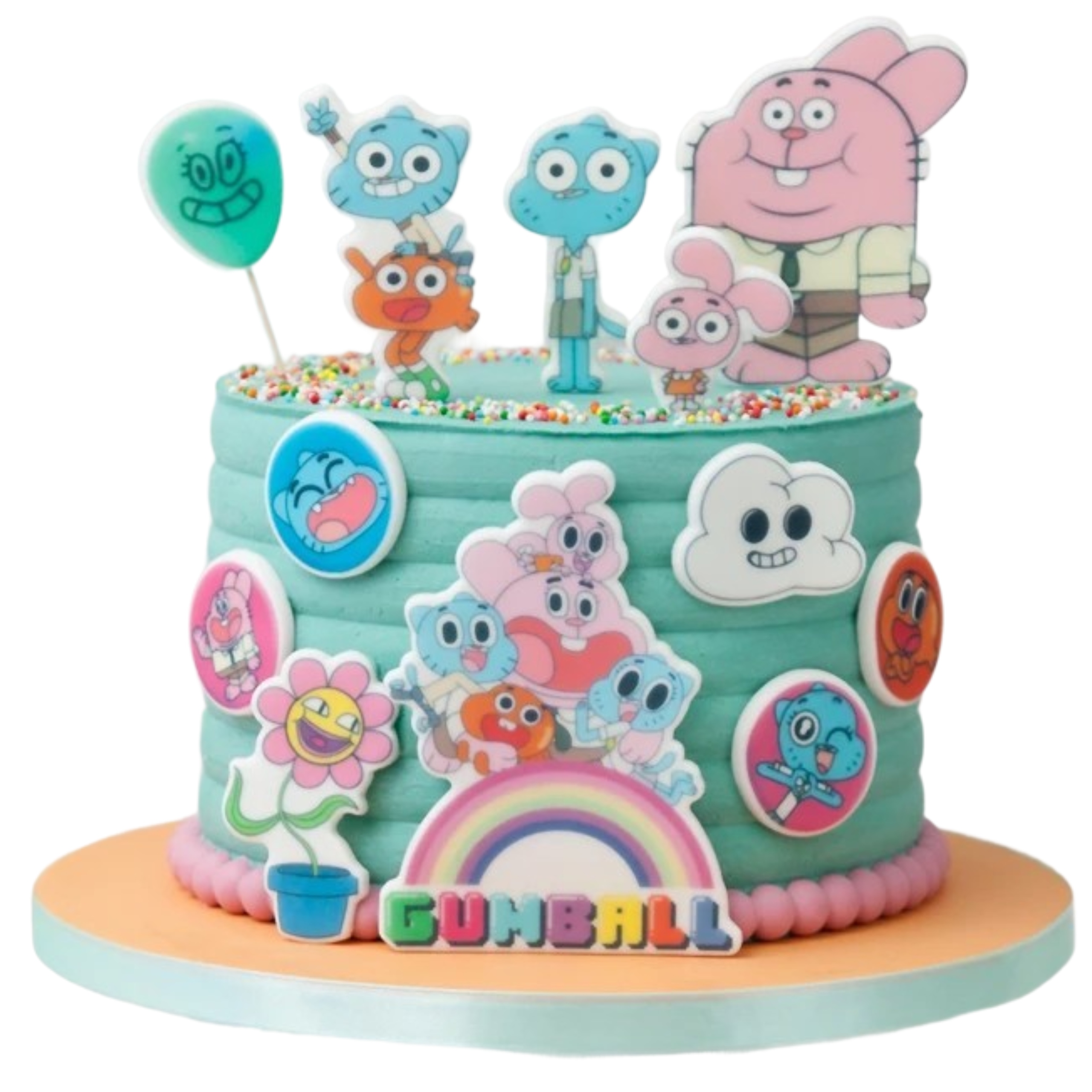 Levně Set na zdobení dortu Gumball 2D 12 el figurky na dort s cukrovými oplatkami