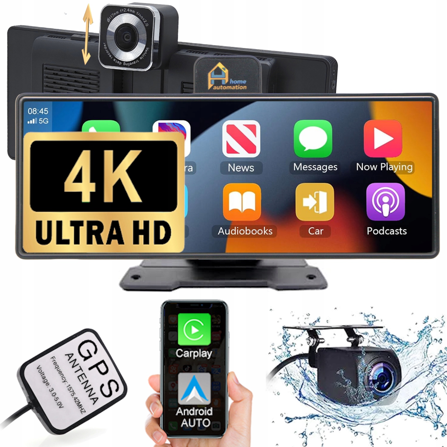 Stanica Obrazovka Monitor Navigácia Záznamník 4K Kamera Android Auto CarPlay