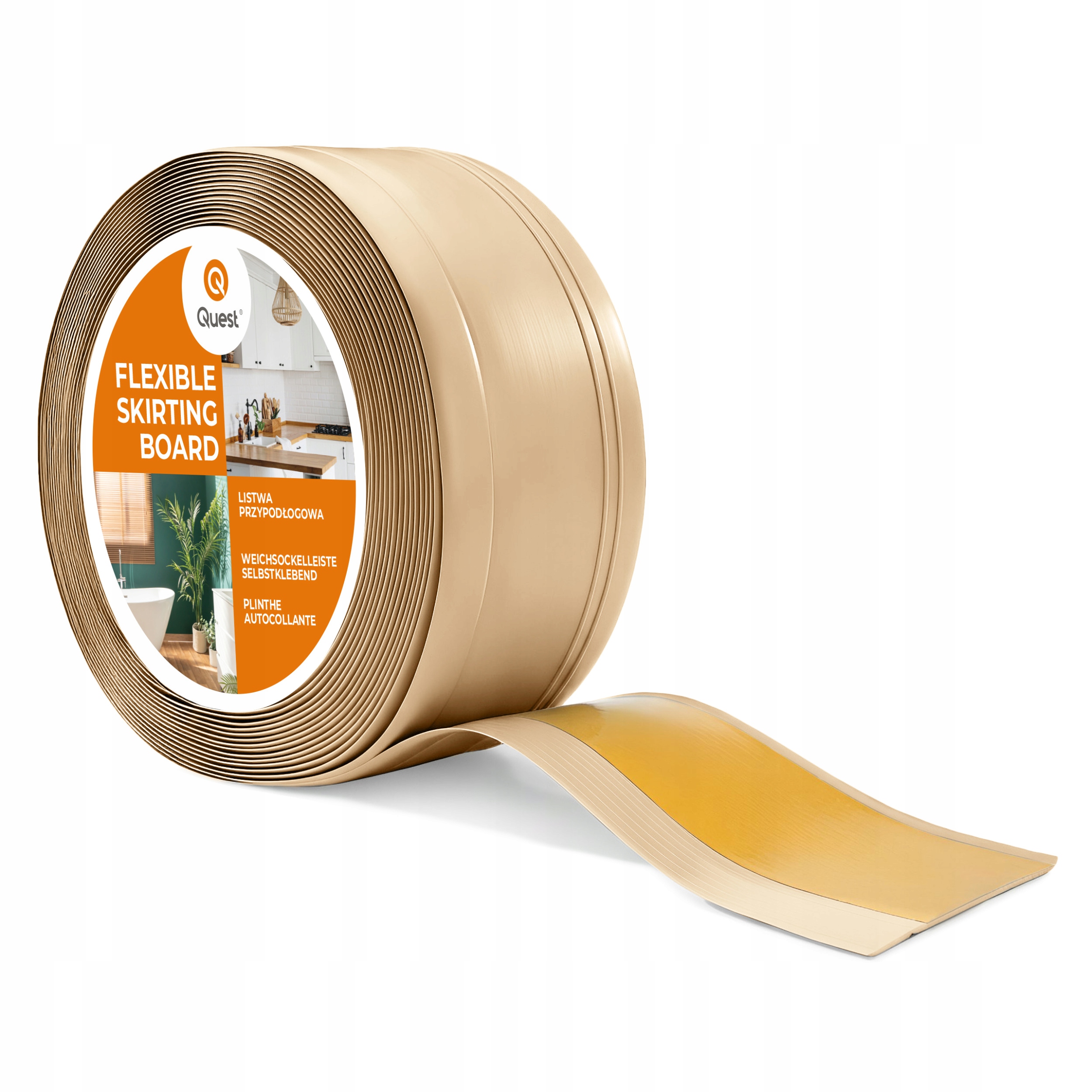 Samolepiaca podlahová lišta z Pvc, lišta Dekor, 70 x 20 mm, piesková, 15 m
