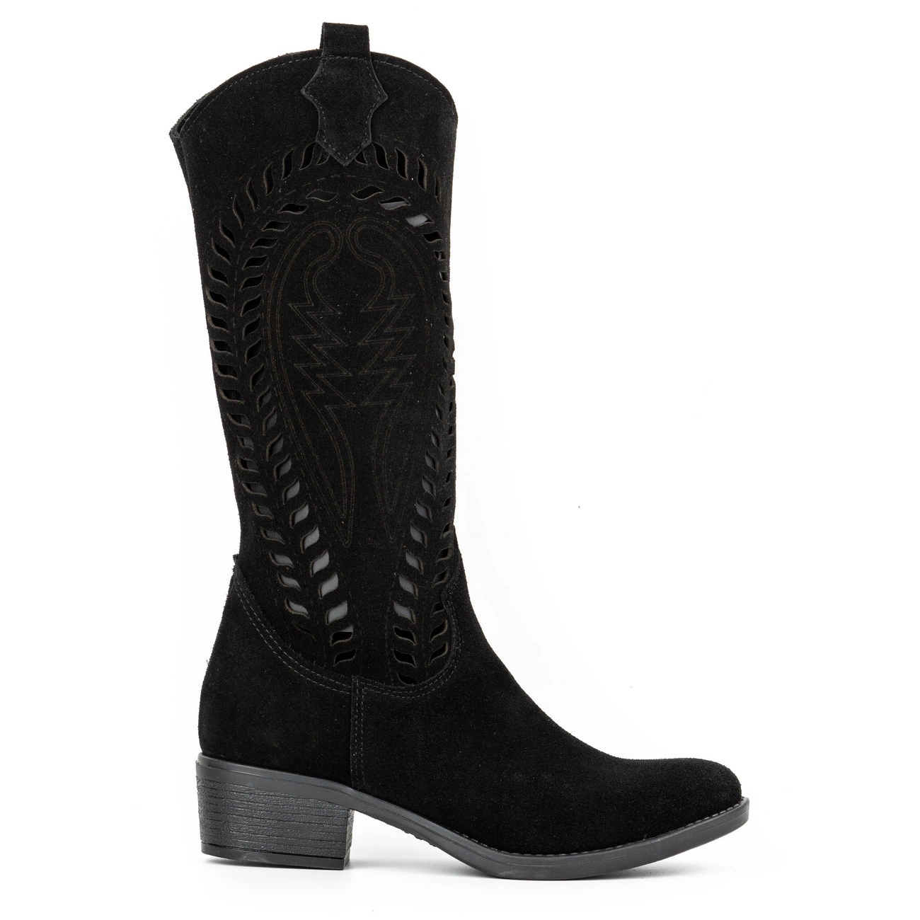 Dámské kožené kozačky Carla černé barvy s nízkým podpatkem, velikost 40