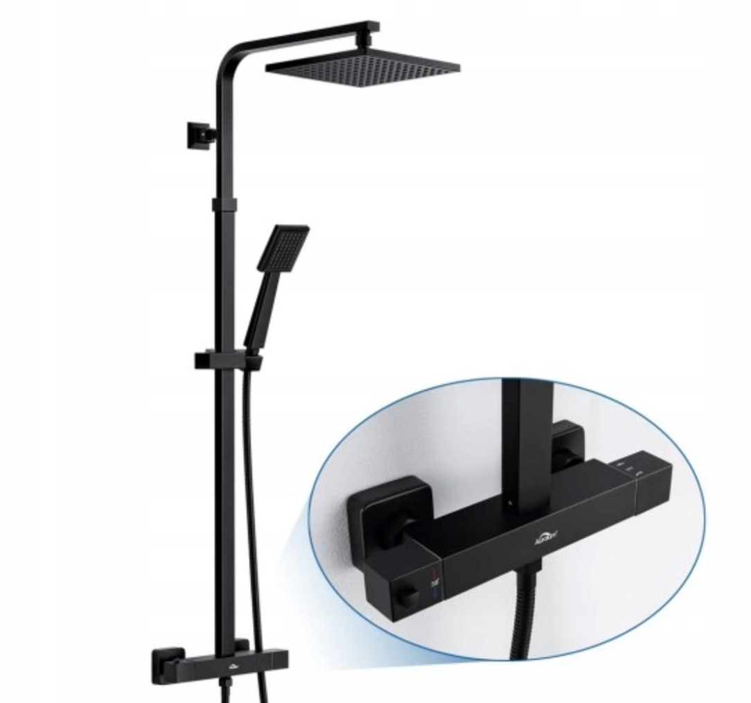 Auralum sprchová armatúra dažďová sprcha čierna 90-124 cm