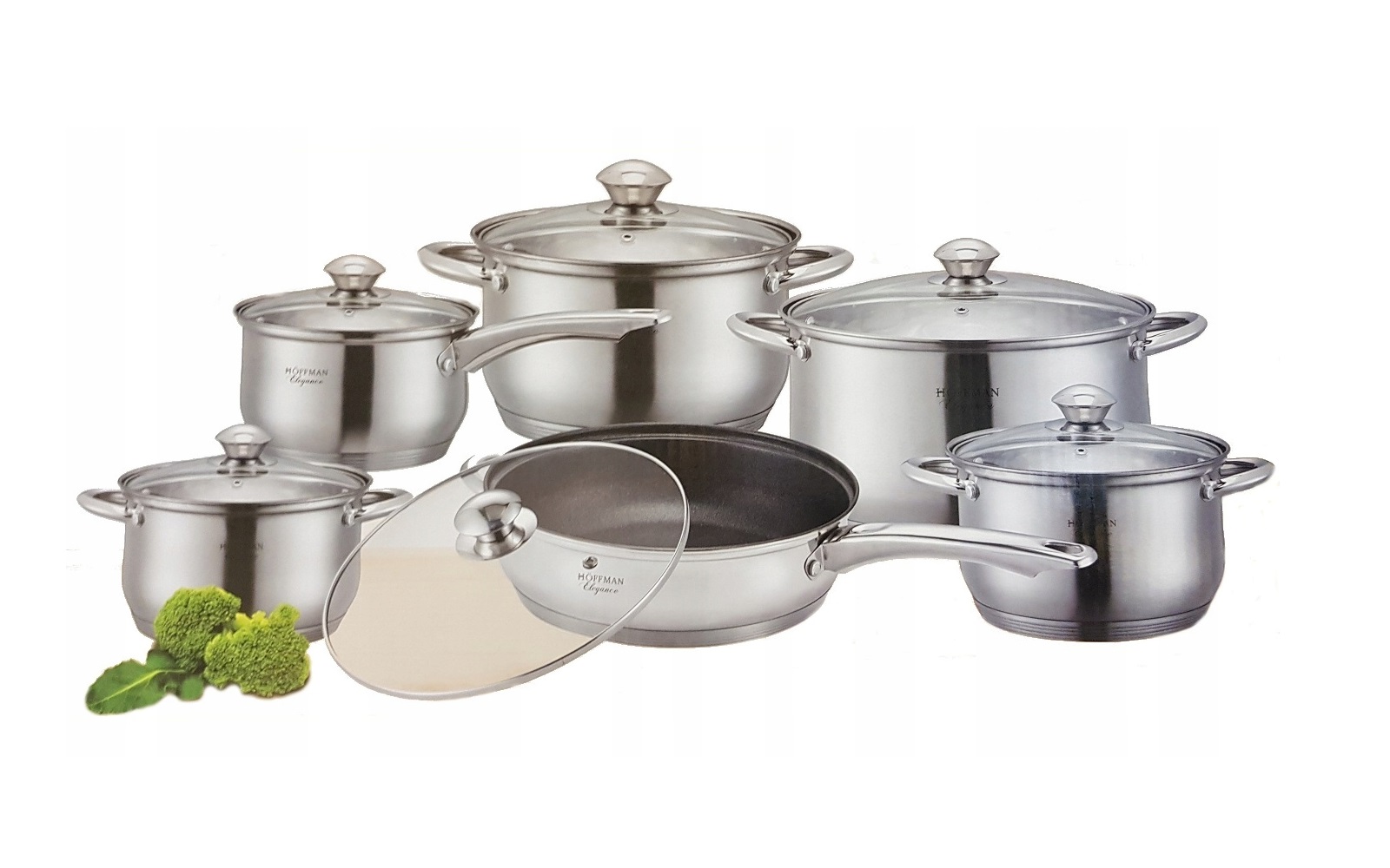 Zestaw garnków HOFFNER Elegance 12 el. GRUBE DNO
