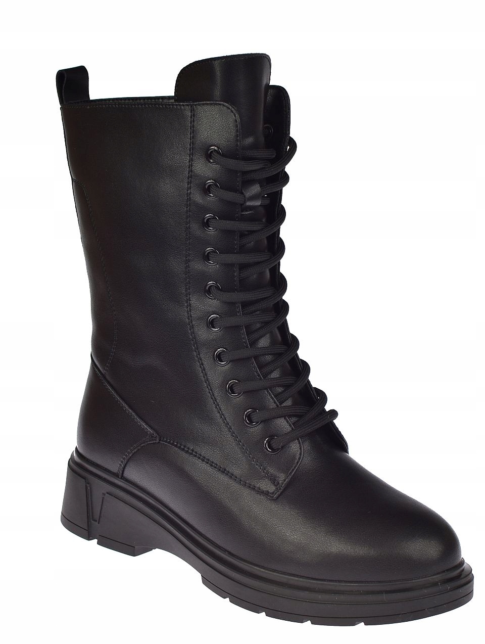 Dámské kožené vysoké sněhule JK/B-3-210 Bk zateplené na zip, velikost vel