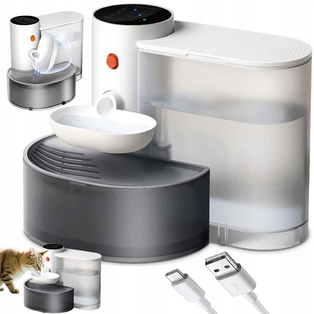 Levně Bezdrátové Krmítko Fontána Pro Kočky Automatické 3L Snadné Čištění