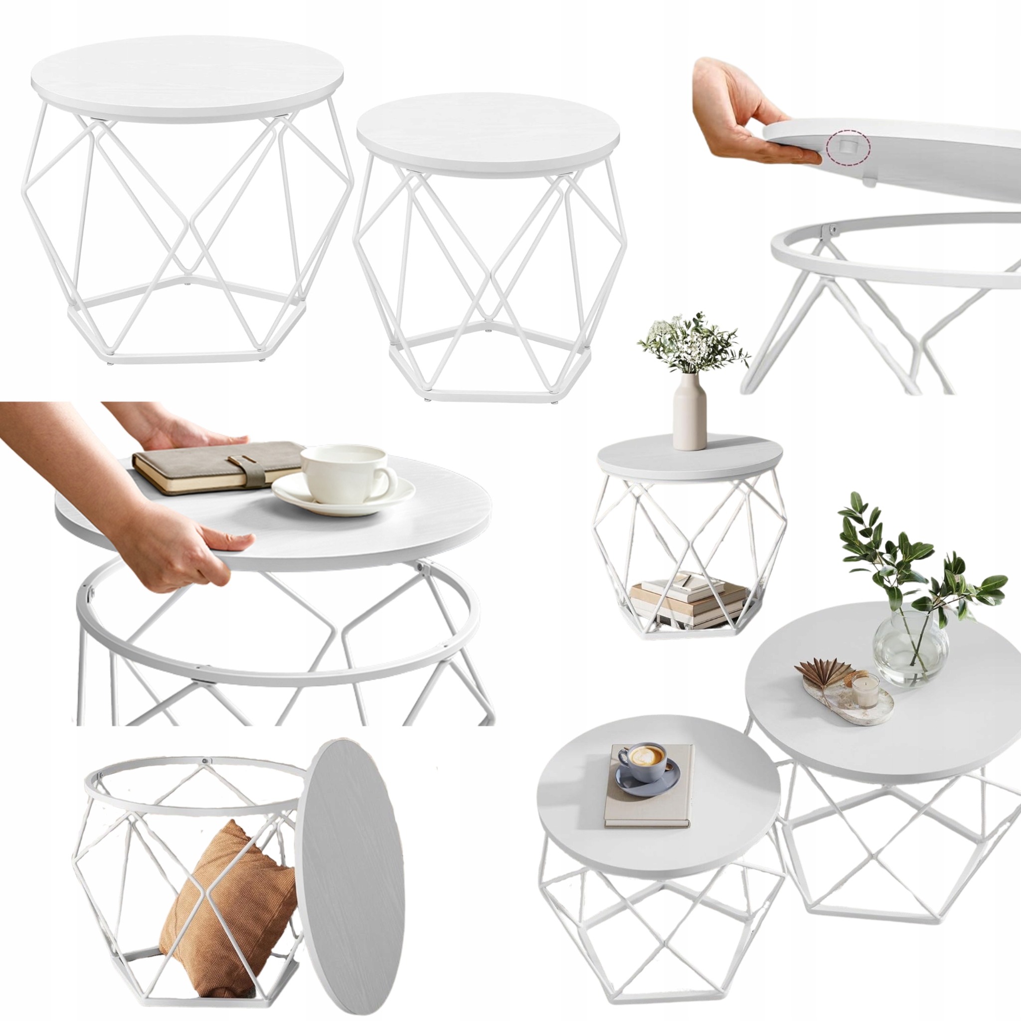 Sada okrúhlych konferenčných stolíkov Vasagle Moderné kovové Loft Malé veľké